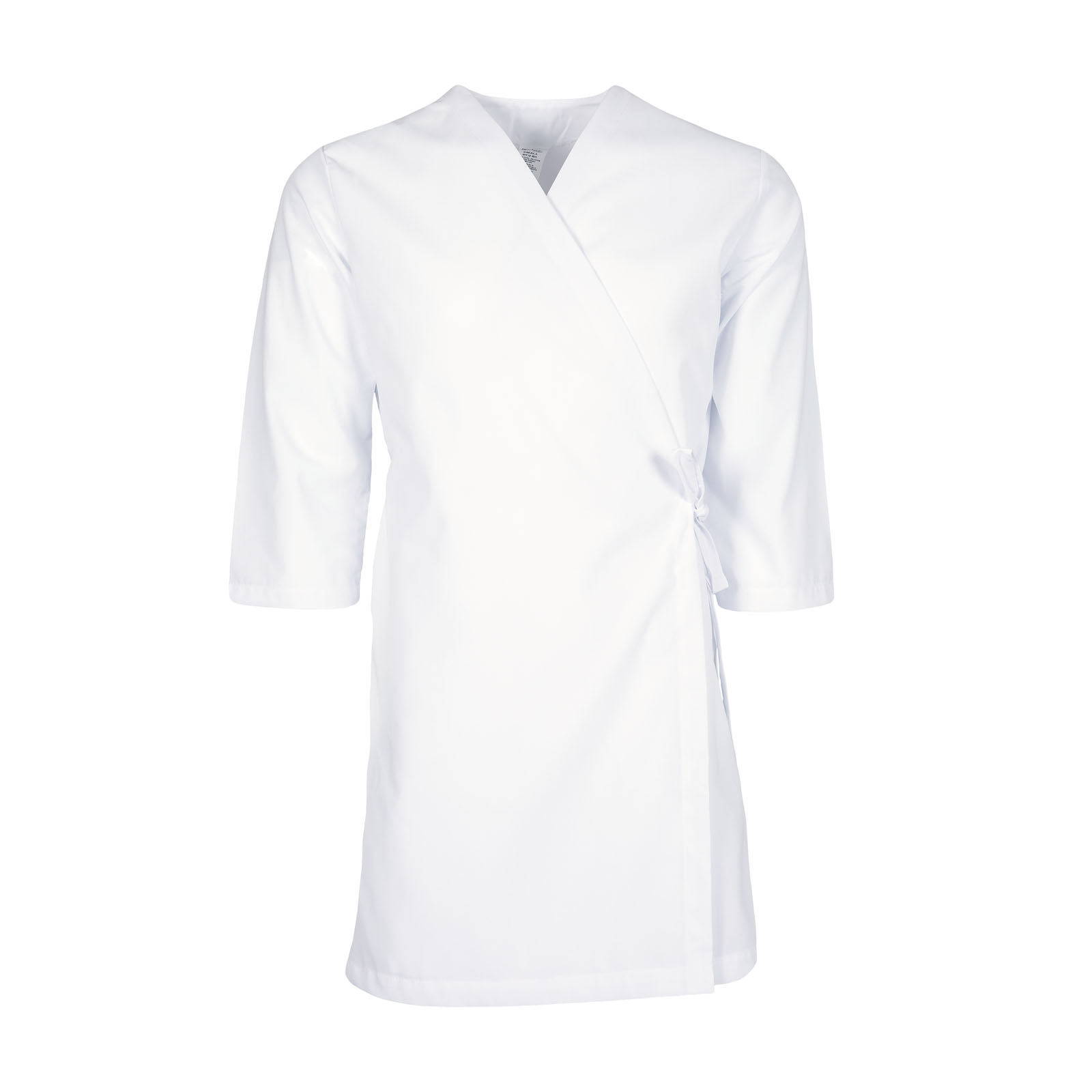 WR18 Pinnacle Textile White Wraparound 3/4 Sleeve Gown Smock